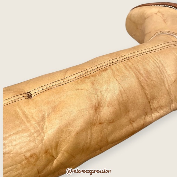 Frye Campus 14L Banana Yellow Leather Vintage Distressed Knee High Pull On Boots - Picture 14 of 16